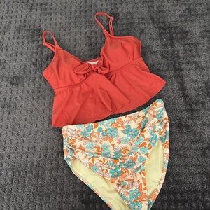 Chic  rust and Floral Bikini Set